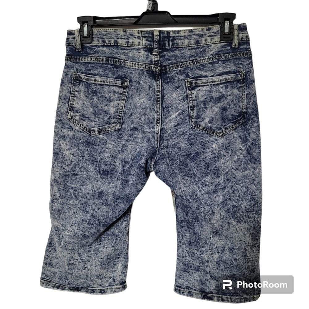 Dazl Two Toned Green Camouflage Distressed Front Acid Wash‎ Blue Denim Back 13 - Picture 2 of 8